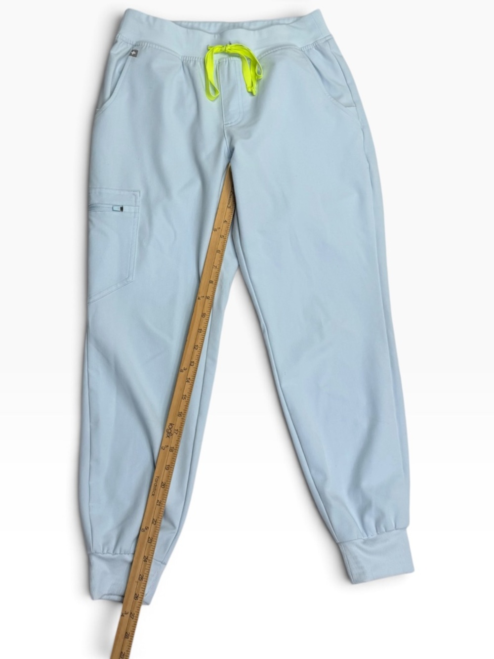 FIGS Zamora Jogger Scrub Pants Open Skies Blue Neon Drawstring S/P 1000208 - Picture 9 of 9